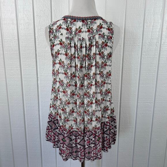 Patrons of Peace Tank Top Boho Hippie Flowy Sleeveless Floral Women White Size M - Picture 6 of 8